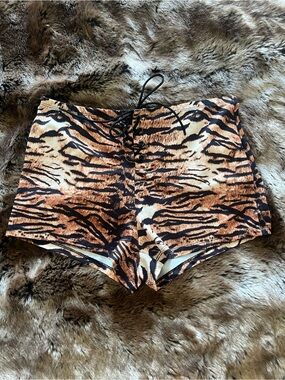 Tiger Print Lace-Up Festival Shorts Size L (Fits M)